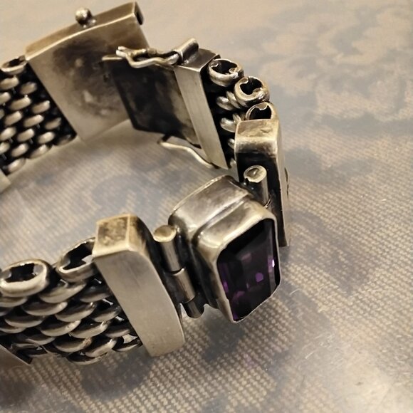 Vintage Heavy Sterling Silver Bracelet - Picture 3 of 14